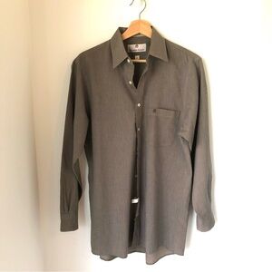 Vintage Etienne Aigner Men’s M (15- 32/33) Taupe Button Down Shirt, Made in USA